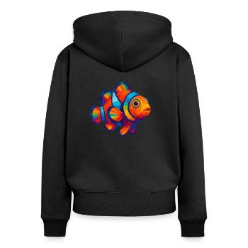 WPAP Polygon Stil Tiere - Clownfisch - Frauen Premium Bio Zip Hoodie - Schwarz - Hinten - Julia (174cm)