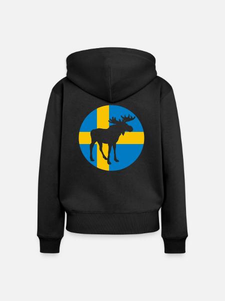 elk_2 (zweifarbig) - Frauen Premium Bio Zip Hoodie - Schwarz