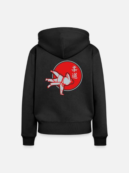 Judo zweifarbig - Frauen Premium Bio Zip Hoodie - Schwarz