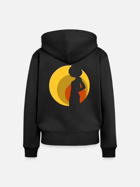 retro_afro_girl_01 - Frauen Premium Bio Zip Hoodie - Schwarz