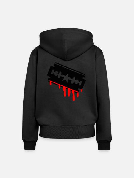 Rasierklinge mit Blut - Frauen Premium Bio Zip Hoodie - Schwarz