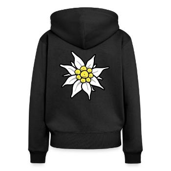 Edelweiss.png - Frauen Premium Bio Zip Hoodie - Schwarz - Hinten - Julia (174cm)