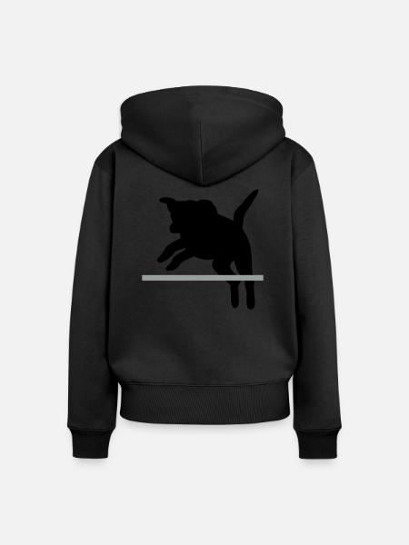 Hund im Sprung / Agility - Frauen Premium Bio Zip Hoodie - Schwarz