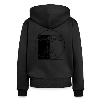 Mensch Leonardo da Vinci invertiert - Frauen Premium Bio Zip Hoodie - Schwarz - Hinten - Julia (174cm)