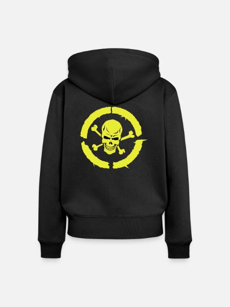 Schädel Schädel Knochenkreis - Frauen Premium Bio Zip Hoodie - Schwarz
