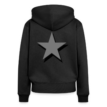 Stern mit Schlagschatten (Farbwechsel Möglich) - Frauen Premium Bio Zip Hoodie - Schwarz - Hinten - Julia (174cm)