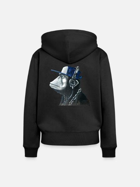 Affe Graffiti von Custom - Frauen Premium Bio Zip Hoodie - Schwarz
