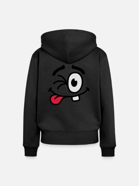 Cool Smiley Face - Frauen Premium Bio Zip Hoodie - Schwarz