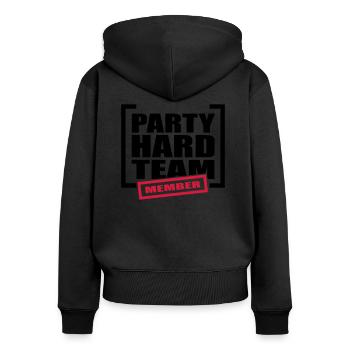 Party Hard Team Member - Frauen Premium Bio Zip Hoodie - Schwarz - Hinten - Julia (174cm)