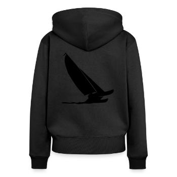 Katamaran - Frauen Premium Bio Zip Hoodie - Schwarz - Hinten - Julia (174cm)