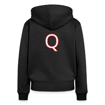 Q - Women's Premium Organic Zip Hoodie - black - Back - Julia (174cm)