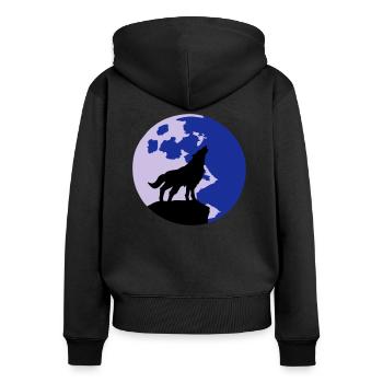 Wolf und Vollmond - Frauen Premium Bio Zip Hoodie - Schwarz - Hinten - Julia (174cm)