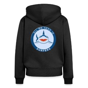 Requin surf - Sweat à capuche zippé Premium bio Femme - noir - Dos - Julia (174cm)