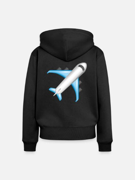 Smiley Plane - Frauen Premium Bio Zip Hoodie - Schwarz