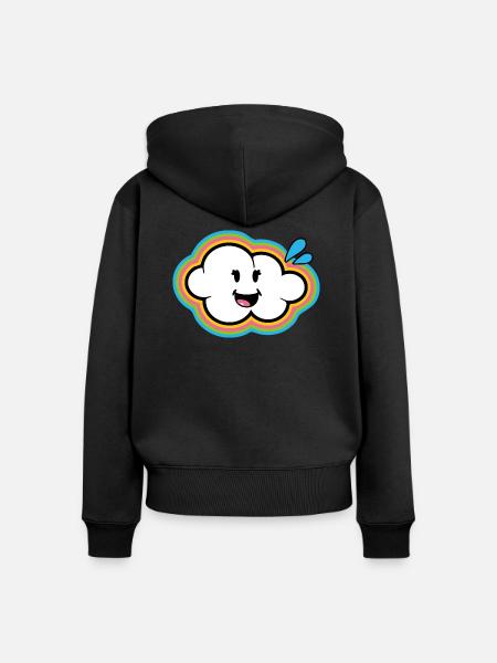 Smiley Kawaii Cloud - Frauen Premium Bio Zip Hoodie - Schwarz