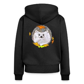 hérisson en peluche - Sweat à capuche zippé Premium bio Femme - noir - Dos - Julia (174cm)