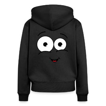 visage heureux avec la bouche - Sweat à capuche zippé Premium bio Femme - noir - Dos - Julia (174cm)
