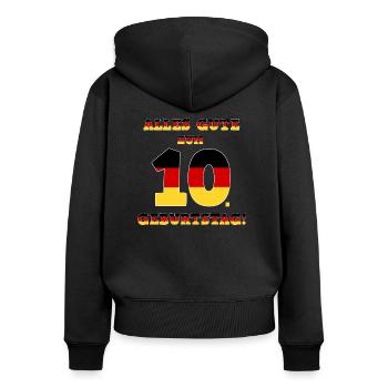 Alles Gute zum 1O. Geburtstag - Frauen Premium Bio Zip Hoodie - Schwarz - Hinten - Julia (174cm)