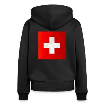Swiss flag - Women's Premium Organic Zip Hoodie - black - Back - Julia (174cm)