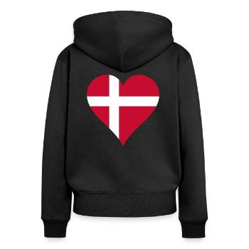 Drapeau Danemark - Sweat à capuche zippé Premium bio Femme - noir - Dos - Julia (174cm)