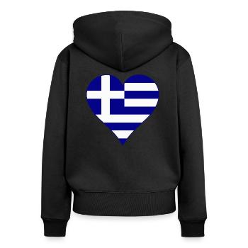Griechenland Flagge als Herz - Frauen Premium Bio Zip Hoodie - Schwarz - Hinten - Julia (174cm)