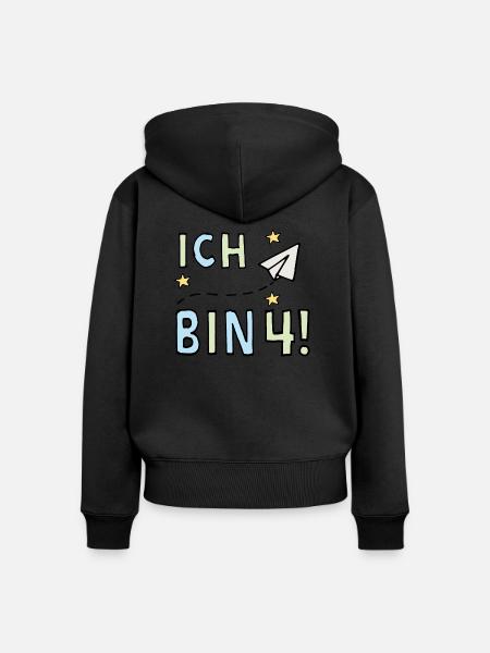 Ich bin vier - Frauen Premium Bio Zip Hoodie - Schwarz