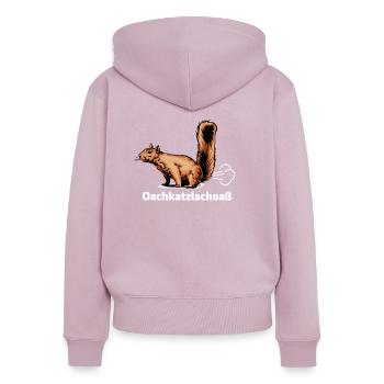 Oachkatzlschoaß - Frauen Premium Bio Zip Hoodie - Altrosa - Hinten - Julia (174cm)