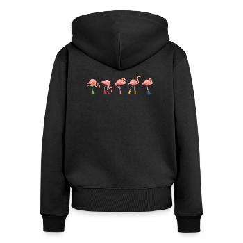 Cadeaux d'amant de flamant rose, flamant rose - Sweat à capuche zippé Premium bio Femme - noir - Dos - Julia (174cm)