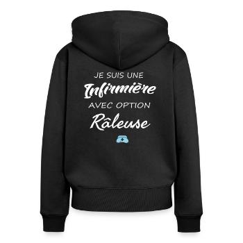 Je suis une infirmière avec option râleuse - Sweat à capuche zippé Premium bio Femme - noir - Dos - Julia (174cm)