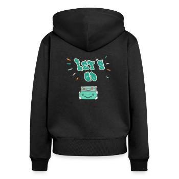 Allons-y ! Valise de voyage personnalisable - Sweat à capuche zippé Premium bio Femme - noir - Dos - Julia (174cm)