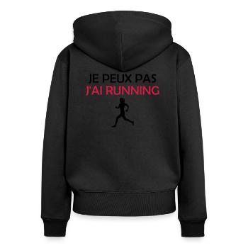 je peux pas j'ai running - Sweat à capuche zippé Premium bio Femme - noir - Dos - Julia (174cm)