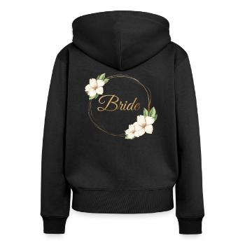 Team Bride Floral Circle Customizable - Women's Premium Organic Zip Hoodie - black - Back - Julia (174cm)