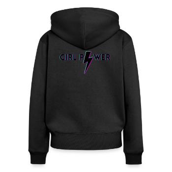 GIRL POWER - Frauen Premium Bio Zip Hoodie - Schwarz - Hinten - Julia (174cm)