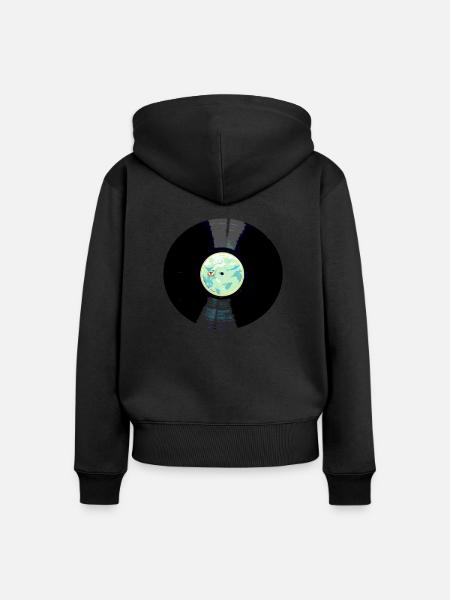 Vinyl - Frauen Premium Bio Zip Hoodie - Schwarz