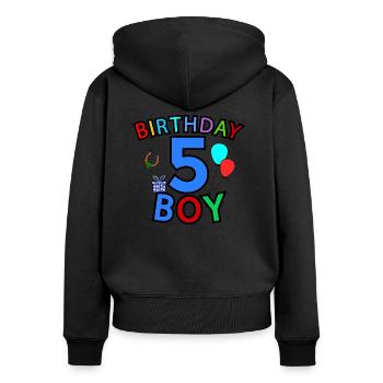 Birthday Boy 5 - Frauen Premium Bio Zip Hoodie - Schwarz - Hinten - Julia (174cm)