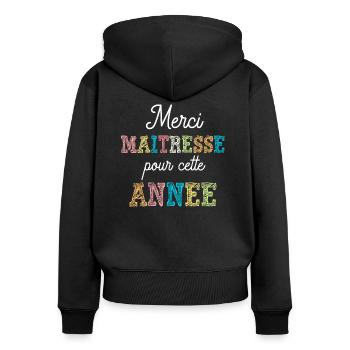 Merci maîtresse pour cette année cadeau fin d'anné - Sweat à capuche zippé Premium bio Femme - noir - Dos - Julia (174cm)