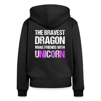 Amis Dragon Licorne Licorne Amoureux - Sweat à capuche zippé Premium bio Femme - noir - Dos - Julia (174cm)