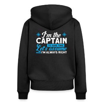 Amateurs de bateau Capitaine de bateau Capitaines - Sweat à capuche zippé Premium bio Femme - noir - Dos - Julia (174cm)