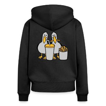 Fast food stolen seagulls - Women's Premium Organic Zip Hoodie - black - Back - Julia (174cm)
