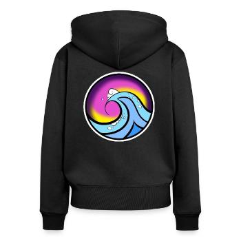 Wave Logo - Sweat à capuche zippé Premium bio Femme - noir - Dos - Julia (174cm)