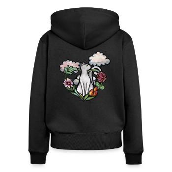 White Cat - Women's Premium Organic Zip Hoodie - black - Back - Julia (174cm)