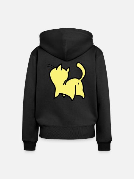 gelbe katze - Frauen Premium Bio Zip Hoodie - Schwarz