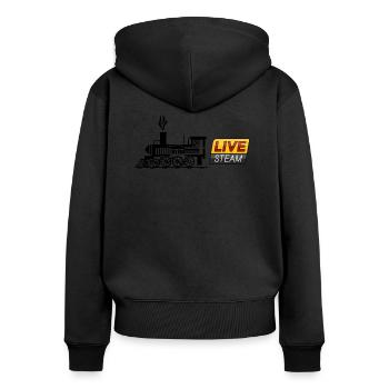 Live Steam - Steam Locomotive - Sweat à capuche zippé Premium bio Femme - noir - Dos - Julia (174cm)