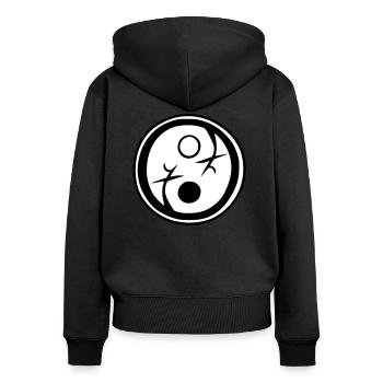 Yin Yang Signe Symbole Paix Bonheur Vecteur 2 - Sweat à capuche zippé Premium bio Femme - noir - Dos - Julia (174cm)