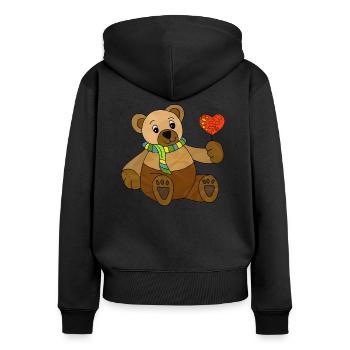 Nounours - Sweat à capuche zippé Premium bio Femme - noir - Dos - Julia (174cm)