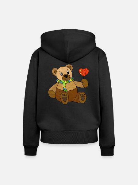 Teddybär - Frauen Premium Bio Zip Hoodie - Schwarz