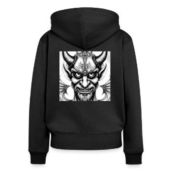 Visage du diable - Sweat à capuche zippé Premium bio Femme - noir - Dos - Julia (174cm)
