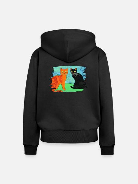 Katzenbild - Frauen Premium Bio Zip Hoodie - Schwarz
