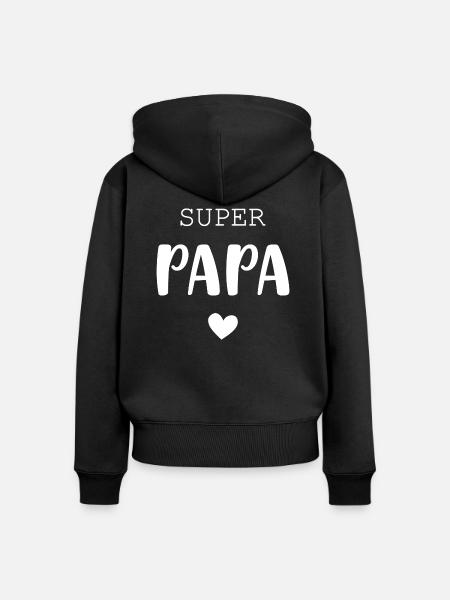 Super Papa mit Herz - Frauen Premium Bio Zip Hoodie - Schwarz