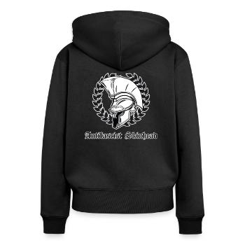 Skinhead antifasciste - Sweat à capuche zippé Premium bio Femme - noir - Dos - Julia (174cm)